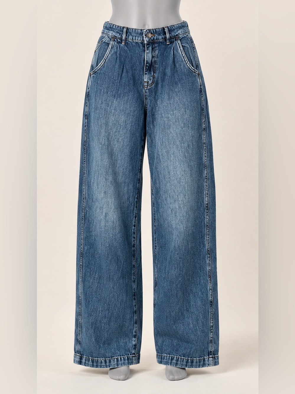 Current/Elliott Wide-Leg Jeans in Medium Blue Denim